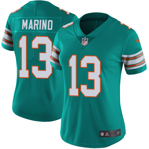 Nike Dolphins #13 Dan Marino Aqua Green Alternate Women's Stitched NFL Vapor Untouchable Limited Jersey